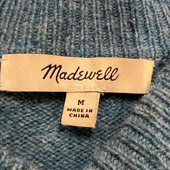 Madewell Women's Re(Generative) Wool V-Neck Sweater in Azure Blue - Picture 9 of 9